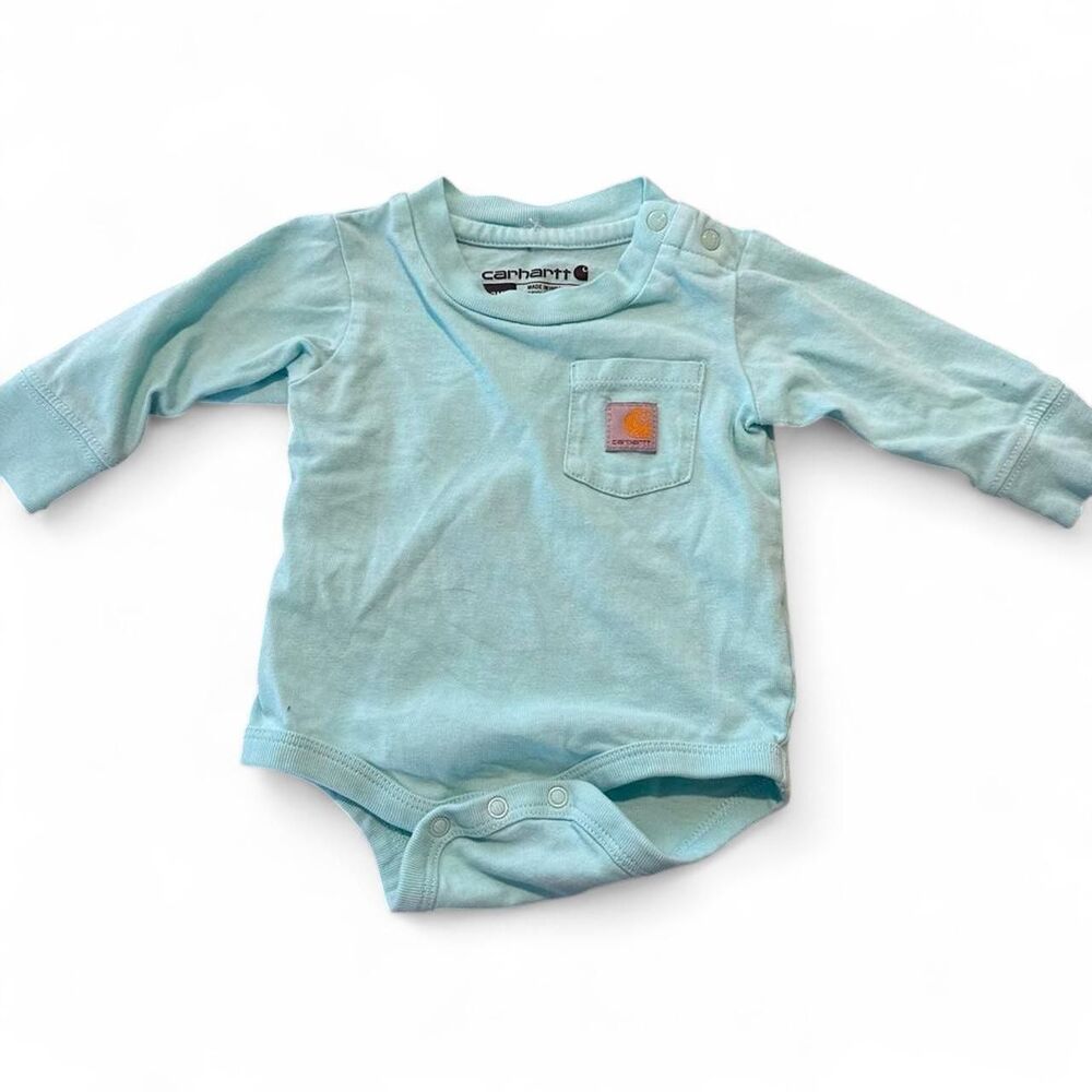 Carhartt Baby Long Sleeve Pocket Bodysuit 3M Blue Onesie